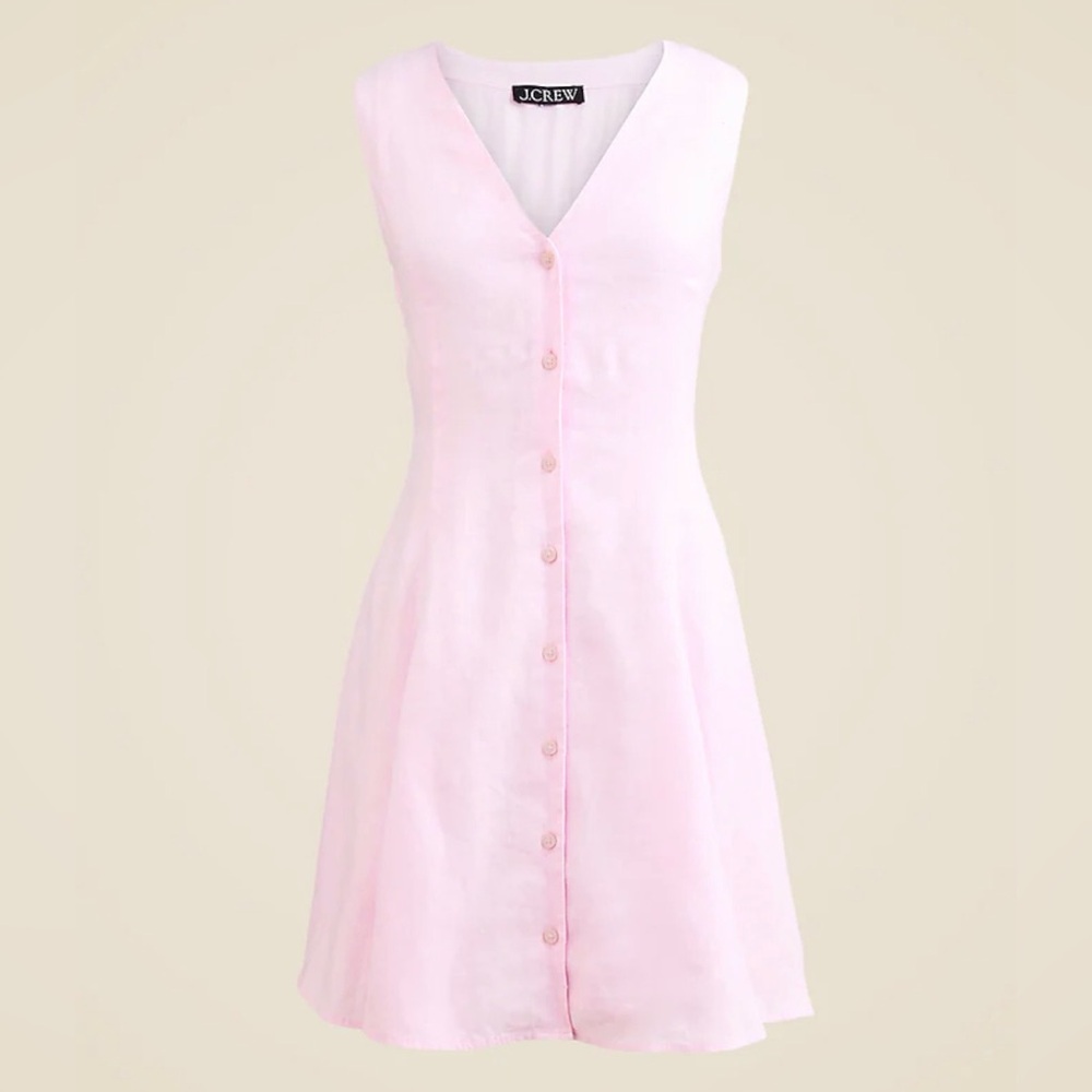 J.Crew Soft Pink Linen Mini Dress Size 16 Item CK837.